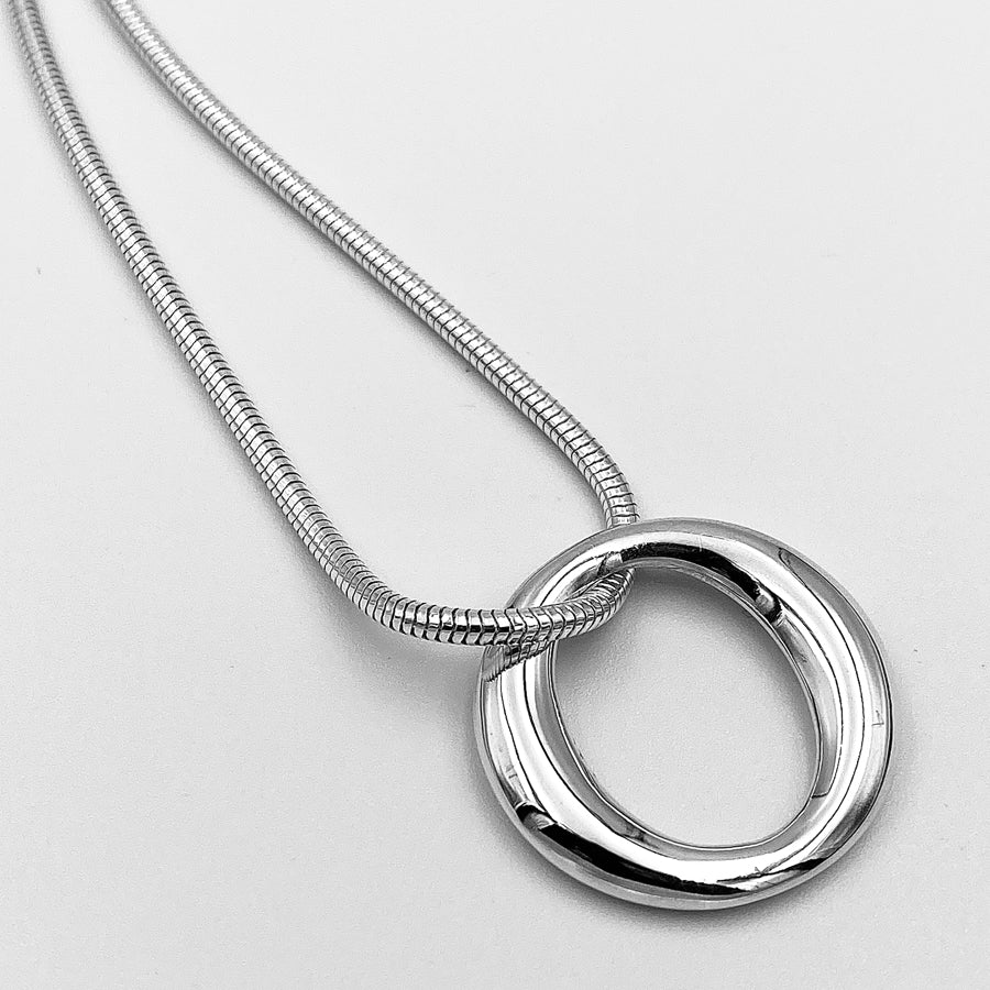 Large silver best sale pendant necklace