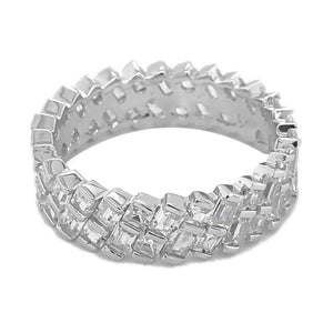
            
                Load image into Gallery viewer, Abstract cubic zirconia sterling silver rhodium plated wide ring
            
        
