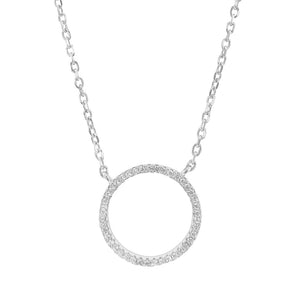 Circle of life cubic zirconia sterling silver rhodium plated adjustable chain