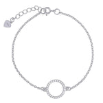 Circle of life cubic zirconia sterling silver rhodium plated bracelet