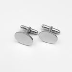 Classic oval highly polished sterling silver rhodium plated cuff links