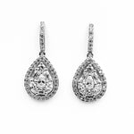 Cluster drop cubic zirconia sterling silver rhodium plated earrings