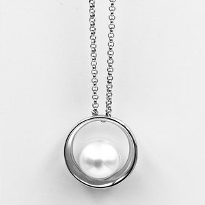 Cosmic 11-11.5mm white south sea pearl sterling silver rhodium plated pendant