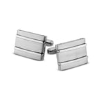 Cuff links stainless steel rectangular brushed finish polished grooves