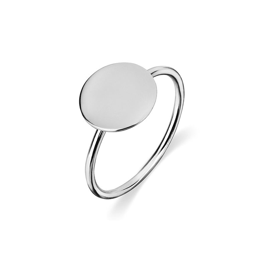 Disc round sterling silver ring