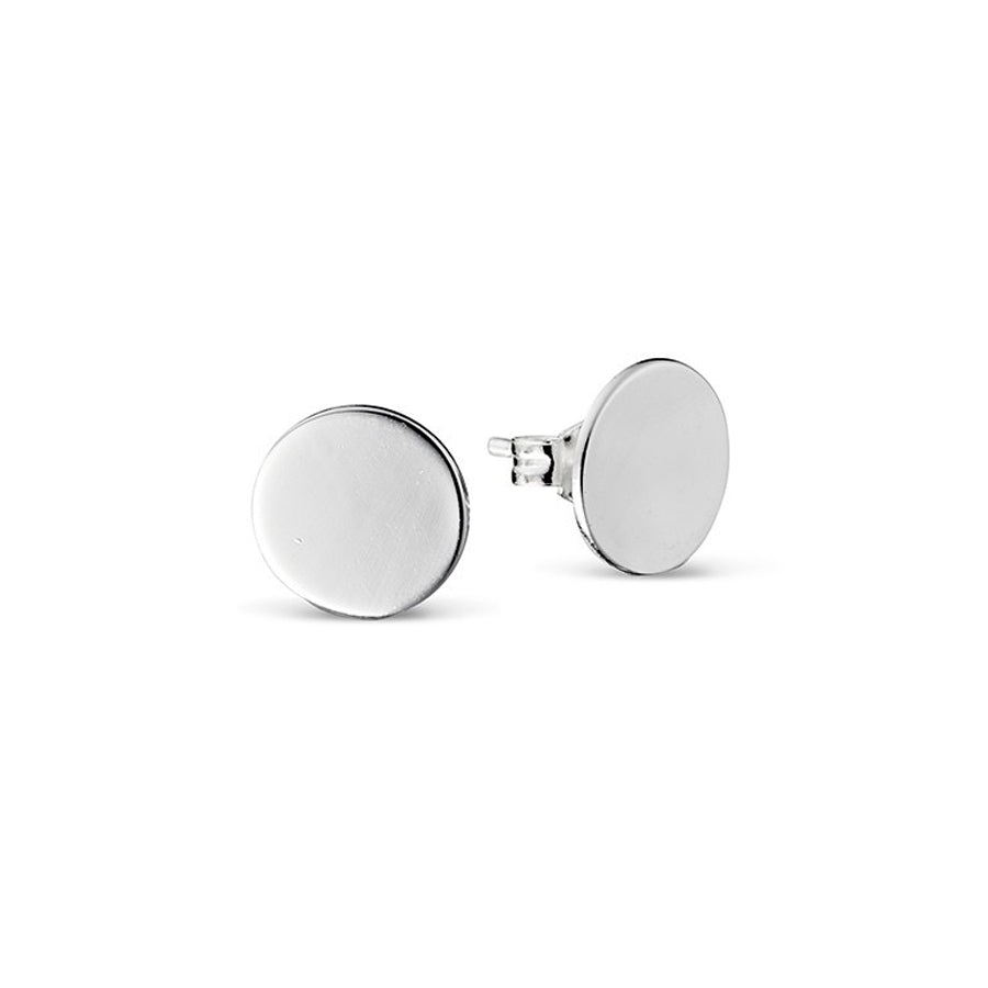 Disc studs 10mm sterling silver polished earrings
