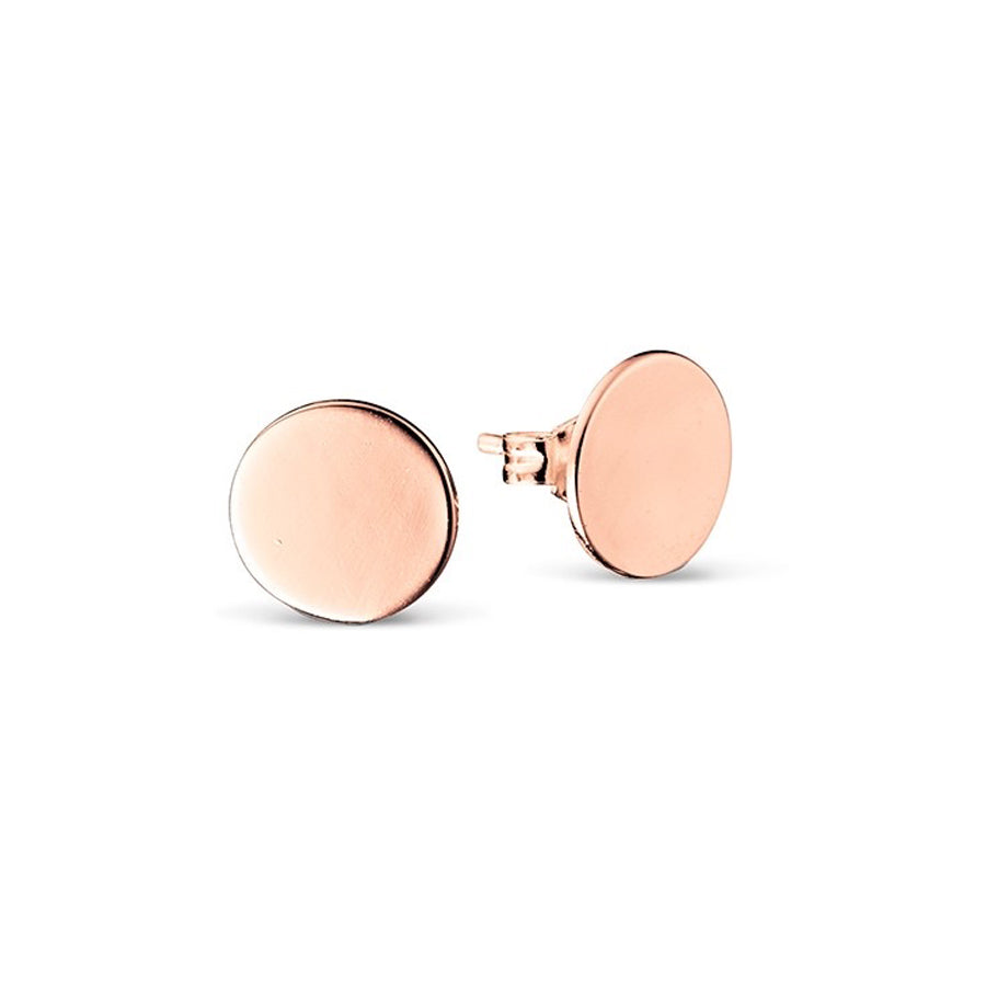 Disc studs 10mm sterling silver rose gold plated earrings