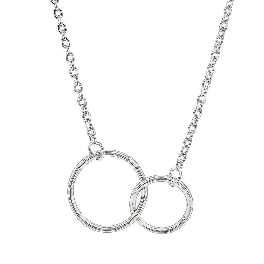 Double circle sterling silver rhodium plated ajustible length necklett