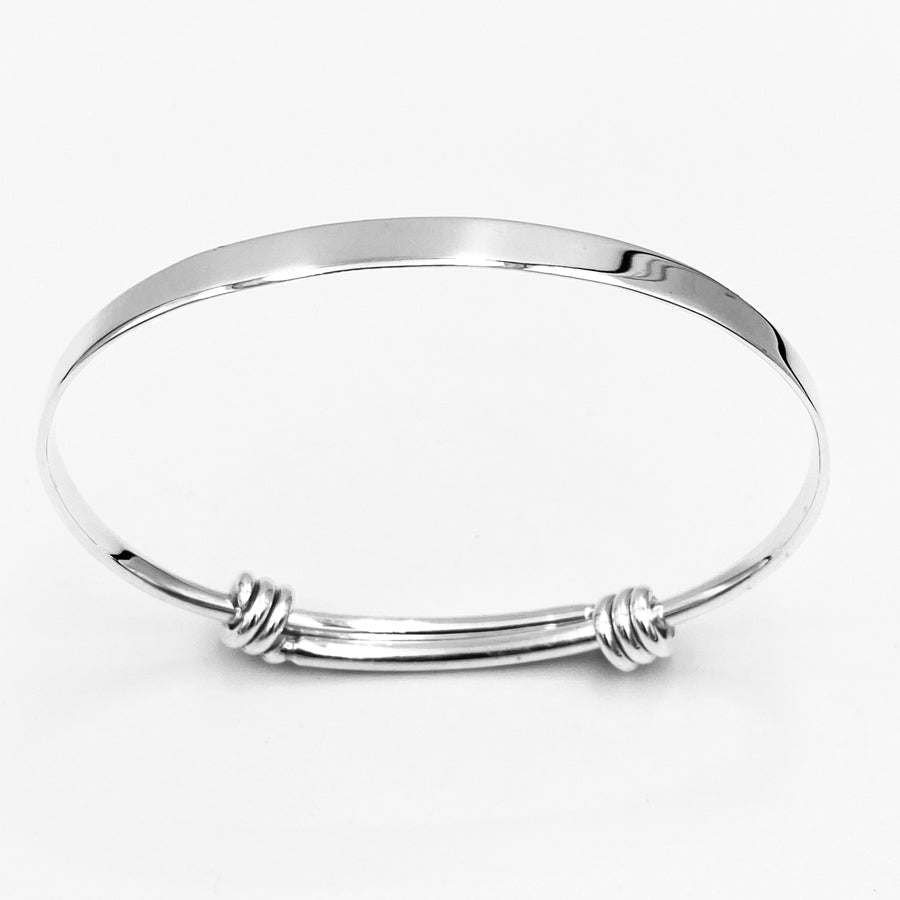 Double knot solid sterling silver expandable bangle 70mm