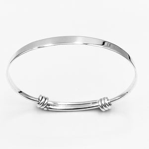 Double knot solid sterling silver expandable bangle 70mm
