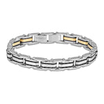 Double sided stainless steel two tone 6mm 20cm ajustible length bracelet