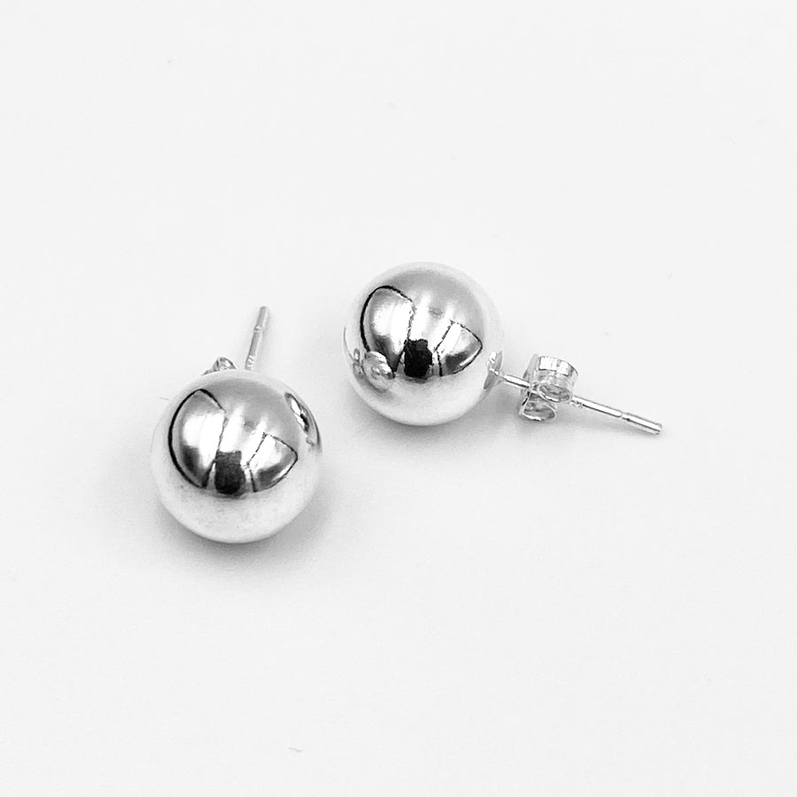 Euro 9-10mm sterling silver ball stud earrings
