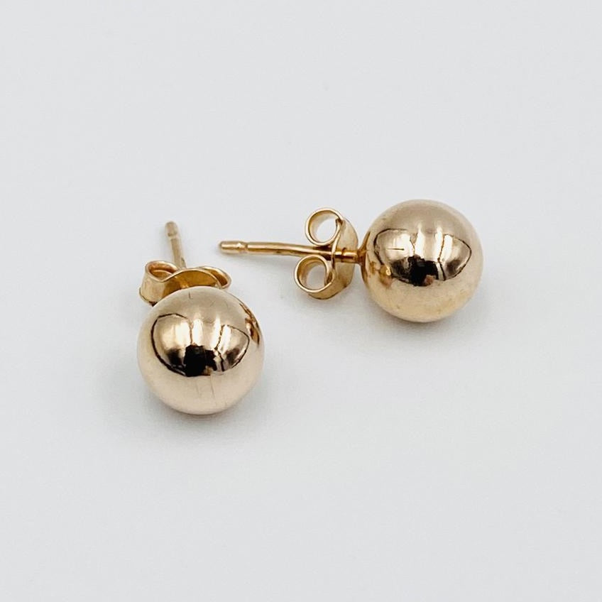 Euro 9ct rose gold 8mm ball stud earrings