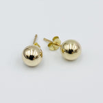 Euro 9ct yellow gold 8mm ball stud earrings