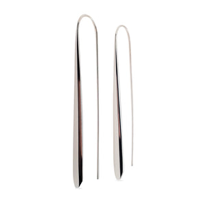 Extra long sterling silver rhodium plated solid drop earrings