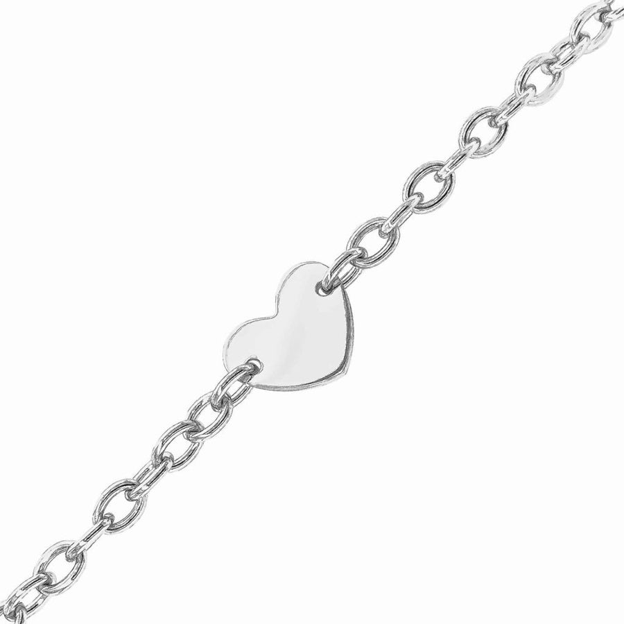 
            
                Load image into Gallery viewer, Heart disc solid sterling silver rhodium plated belcher adjustible bracelet
            
        