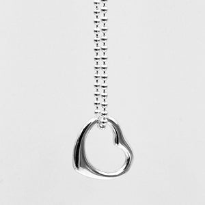 Open heart 20mm solid sterling silver pendant