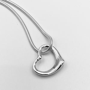 Open heart 25mm solid sterling silver pendant
