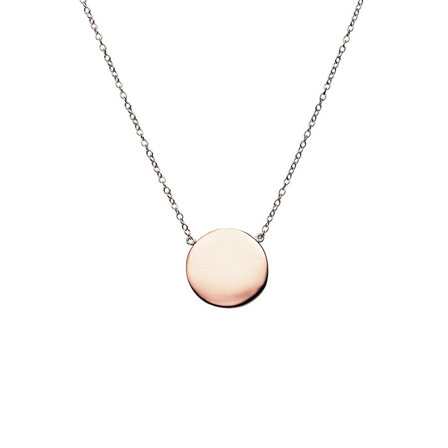 
            
                Load image into Gallery viewer, Petite disc sterling silver rose gold plated fine adjustable necklett
            
        