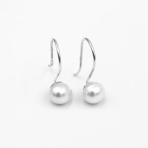 Petite sterling silver 7mm white fresh water pearl shepherd hook earrings