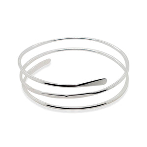 Spiral sterling silver flexible arm bangle