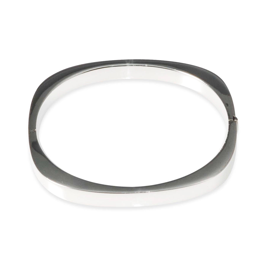 Square oval sterling silver hinged hollow bangle