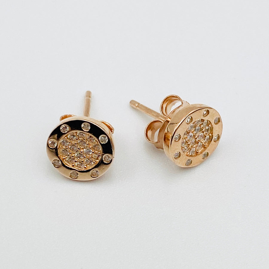 Studs sterling silver gold plated cubic zirconia earrings