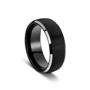 Tungsten matt and polished black ring