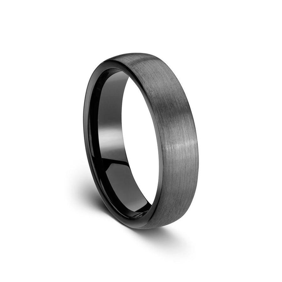 Tungsten ring grey slightly domed brushed finish