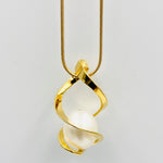 Twist sterling silver gold plated white fresh water pearl pendant
