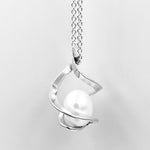Twist sterling silver white fresh water pearl pendant