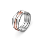 Wave 3 piece ring solid sterling silver rose gold plated centre