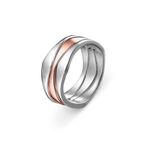 
            
                Load image into Gallery viewer, Wave 3 piece ring solid sterling silver rose gold plated centre
            
        