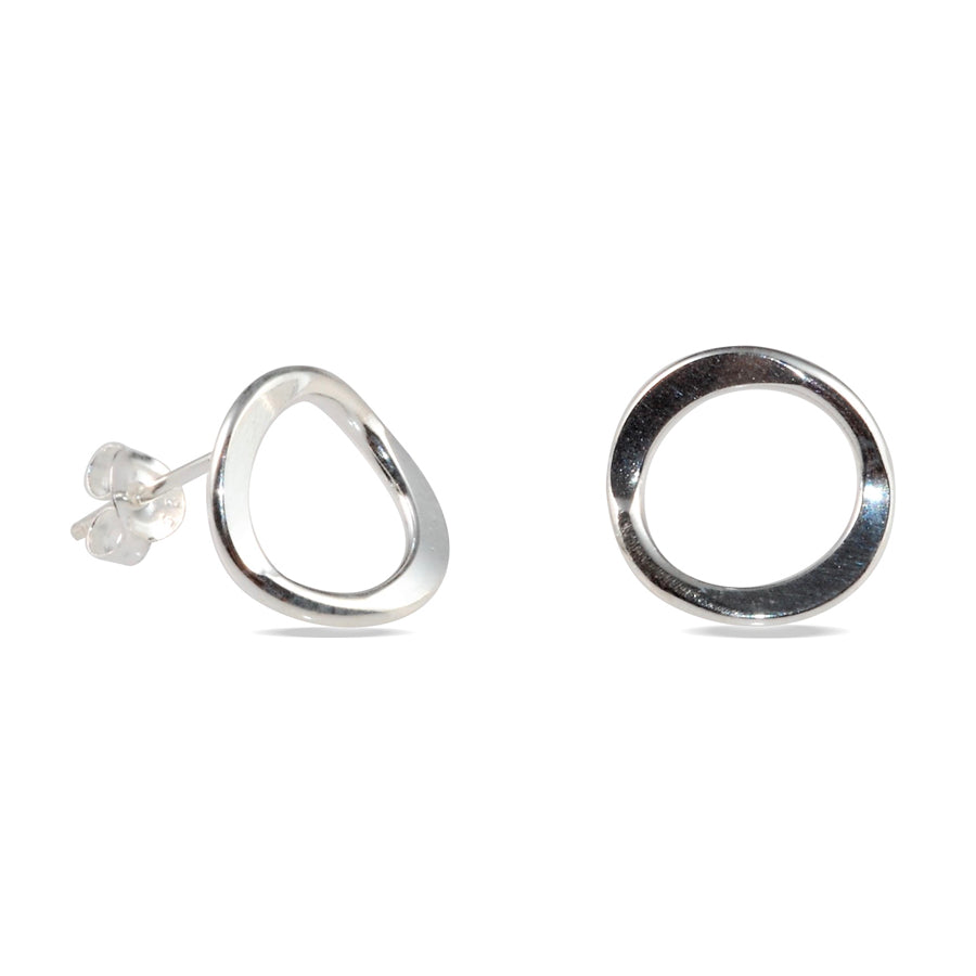 Wave Sterling silver solid stud earrings